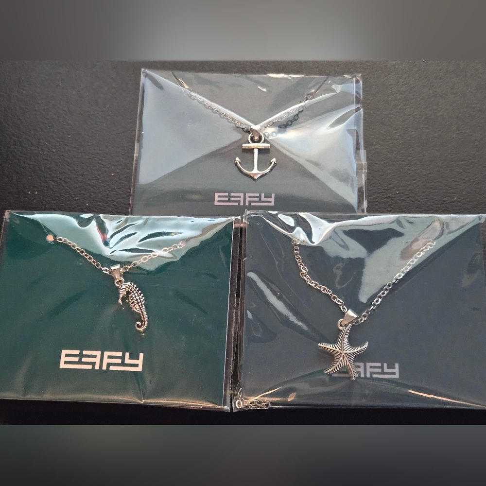 Jewelry~ Set of 3 EFFY Necklaces~ Anchor, Seahorse, Starfish~ New In Package!